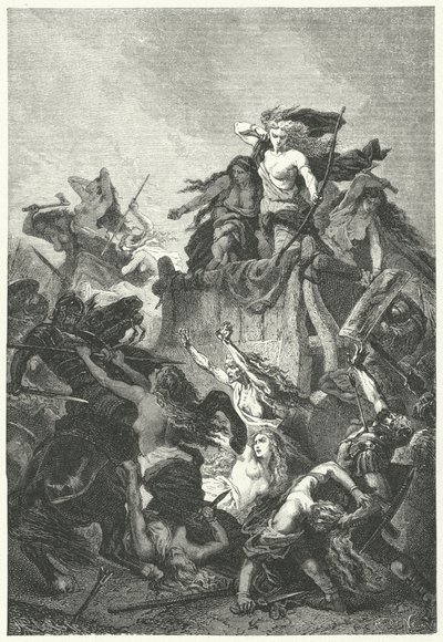 Germanic women defending their camp to the death by Alphonse Marie de (after) Neuville