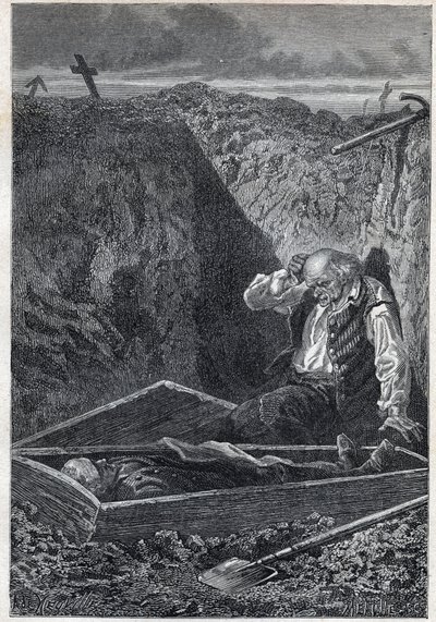 The cemeteries take what they are given - Illustration by Alphonse De Neuville for Les Miserables - Second part: Cosette by Victor Hugo 1862 by Alphonse Marie de Neuville