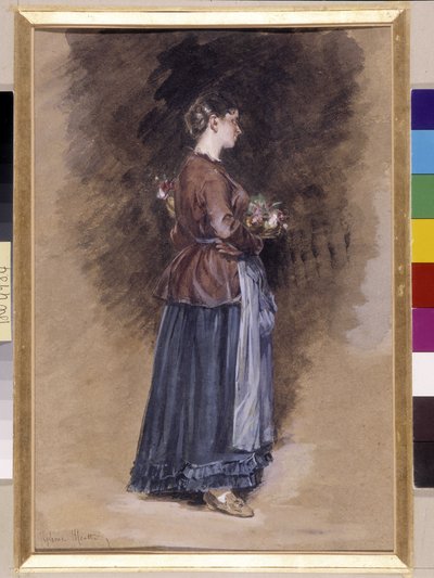 Farmhouse with the Basket of Flowers by Alphonse Moutte