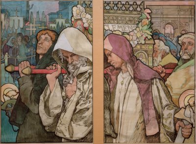 A. Mucha, Window of St. Vitus in Prague / Carton 1931 by Alphonse Mucha