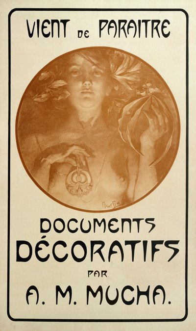Advertisement for the monograph Decorative Documents by Alphonse Mucha by Alphonse Mucha