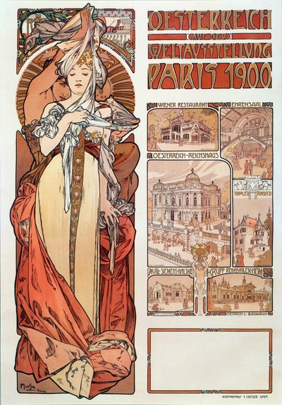 Advertising poster for Austria at the Universal Exhibition in Paris 1900 by Alphonse Mucha