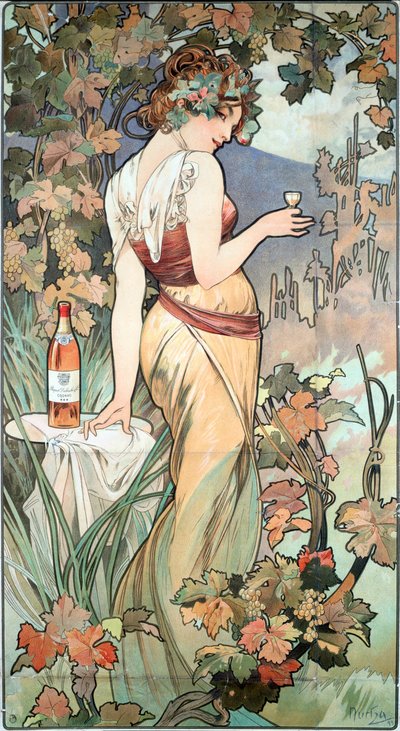 Advertising Poster by Alphonse Mucha for Cognac Bisquit, Dubouche by Alphonse Mucha