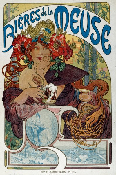 Advertising Poster for Les Bieres de la Meuse by Alphonse Mucha