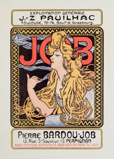 Advertising poster for cigarette paper Job created by Alphonse Mucha by Alphonse Mucha