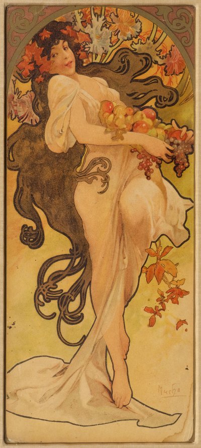 Autumn from the Series Les Saisons by Alphonse Mucha