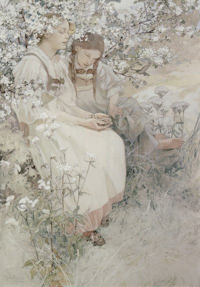 Blessed are the pure in heart: for they shall see God by Alphonse Mucha