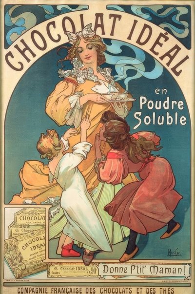 Ideal Soluble Powdered Chocolate by Alphonse Mucha