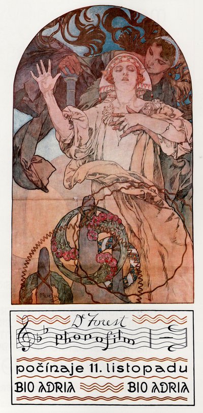DeForest Phonofilm. Presentation of One of the First Musical Sound Films at the Adria in Prague by Alphonse Mucha