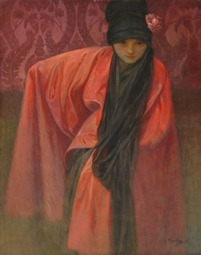 Girl in Red by Alphonse Mucha