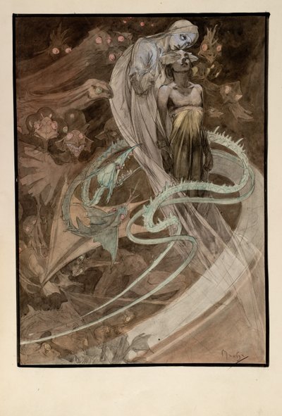 Illustration for the Illustrated Edition Le Pater by Alphonse Mucha