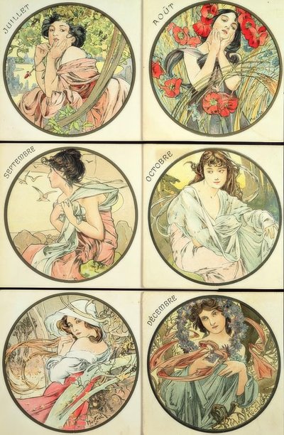 July / August / September / October / November / December by Alphonse Mucha