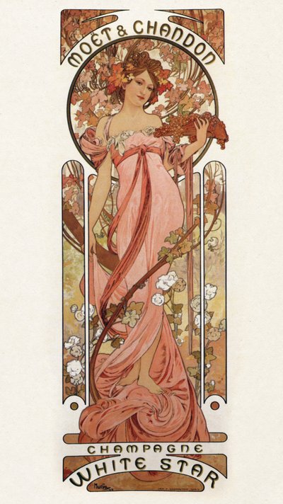 Poster Advertising Moet & Chandon - Champagne White Star by Alphonse Mucha