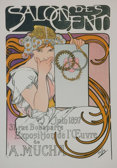Poster for the A. Muchas exhibition in the Salon des Cent, 1897 by Alphonse Mucha