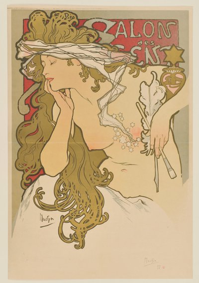 Salon des Cent. March-April 1896 (proof before lettering) by Alphonse Mucha