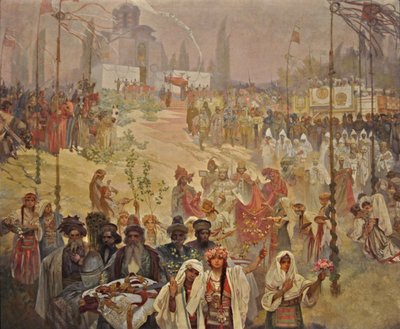 The Coronation of the Serbian Tsar Stefan Dusan as East Roman Emperor The Cycle The Slav Epic by Alphonse Mucha