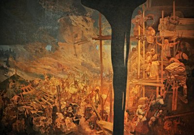 The Defense of Sziget Against the Turks by Nicholas Zrinsky, The Cycle The Slav Epic by Alphonse Mucha