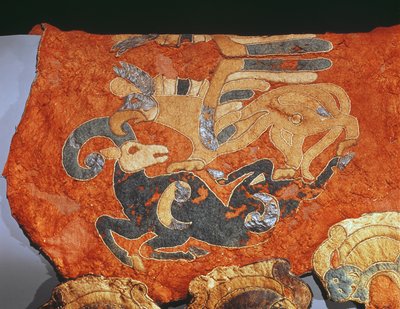 Saddle Cover Decorated with Griffin Attacking a Mountain Goat by Altaic School