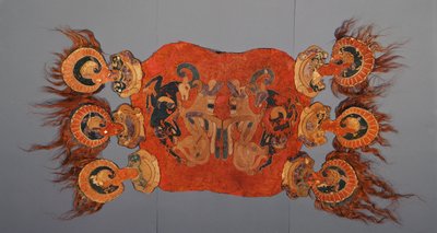 Saddle cover decorated with griffins attacking mountain goats by Altaic School