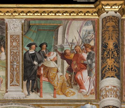 Central Nave, Sixth South Span, Christ in front of Caiaphas, Altobello Melone by Altobello Melone