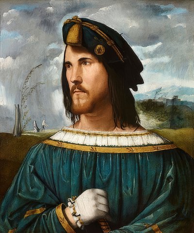 Portrait of a Gentleman (said to be Cesare Borgia). Between 1500 and 1524 by Altobello Melone