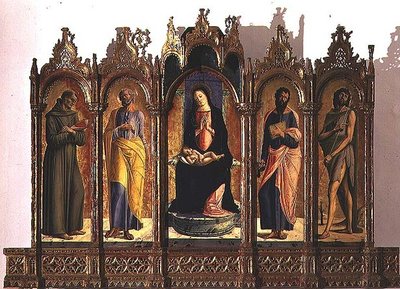 Polyptych Depicting Madonna and Child Enthroned; St. Dominic and St. Peter; St. Paul and St. John the Baptist by Alvise Vivarini