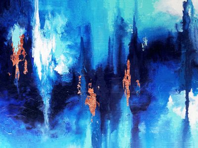 Blue Copper Abstract Flow by Alyson Storms