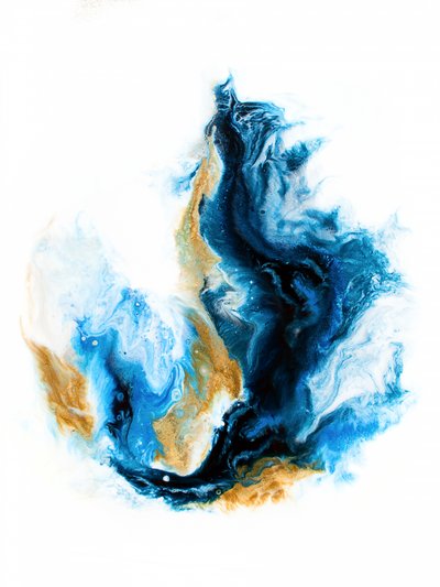 Deep Blue Gold Waves by Alyson Storms