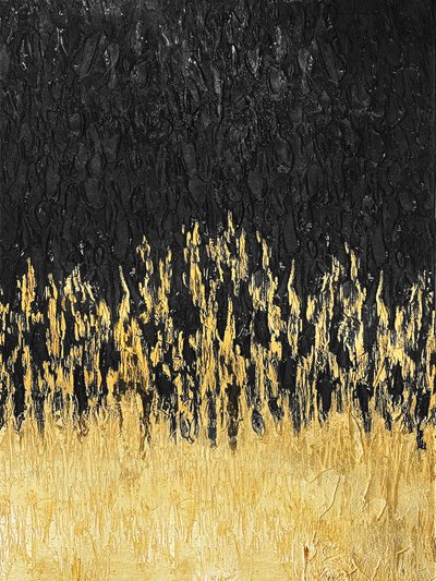 Golden Abstract Flow by Alyson Storms
