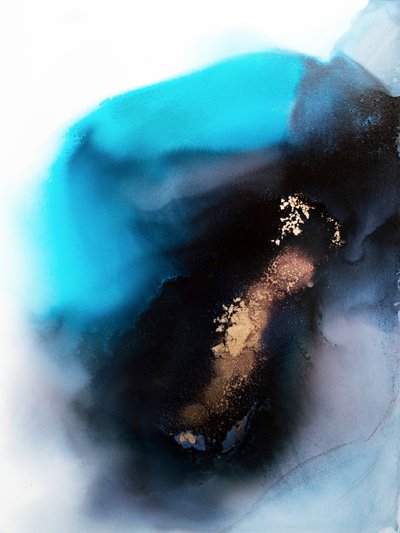 Teal Gold Abstract Flow by Alyson Storms