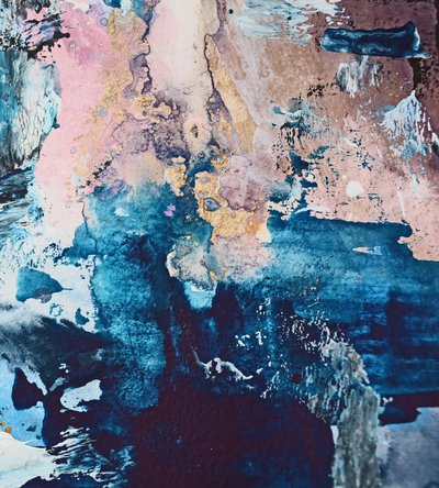 Fluid Pink Gold Abstract by Alyssa Hamilton