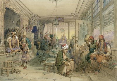 A Coffee House, Constantinople, 1854 by Amadeo Preziosi