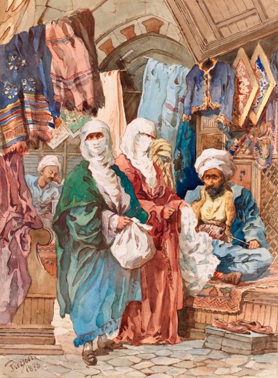 The Silk Bazaar by Amadeo Preziosi