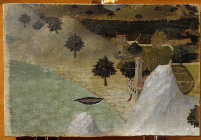 A Castle Standing by a Lake by Ambrogio Lorenzetti