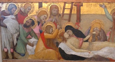 Madonna with Child and Saints Mary Magdalene and Martha, Lamentation by Ambrogio Lorenzetti