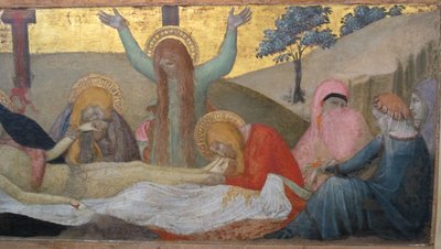 Madonna with Child and Saints Mary Magdalene and Martha, Lamentation by Ambrogio Lorenzetti