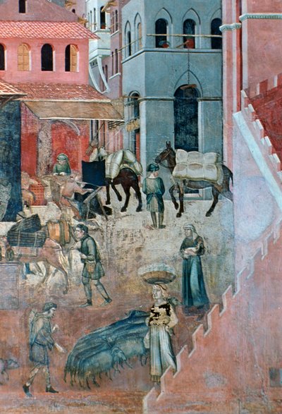 Effects of Good Government on the City Life (Detail), 1338-1340 by Ambrogio Lorenzetti
