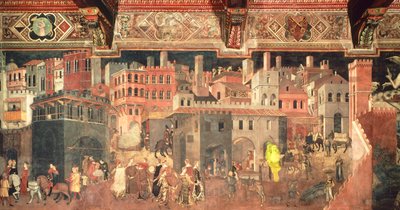 Effects of good government in city (detail) by Ambrogio Lorenzetti
