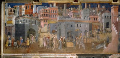 The Effects of Good and Bad Government in the City and the Countryside (detail) by Ambrogio Lorenzetti