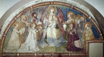 Maestà - The Virgin and Child, Surrounded by Saints and Archangel Michael by Ambrogio Lorenzetti