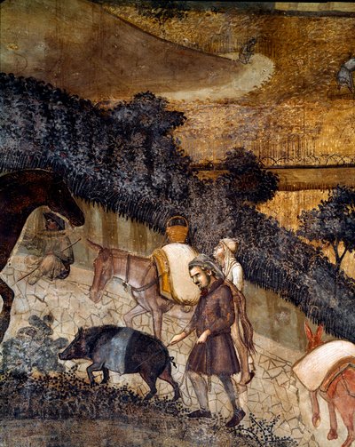 Peasants Plowing the Fields (Detail) by Ambrogio Lorenzetti