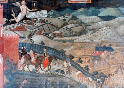 The Effects of Good Government in the Countryside (detail), 1338-1340 by Ambrogio Lorenzetti