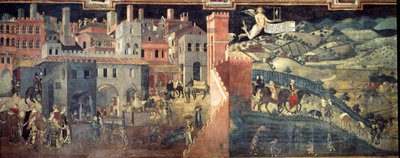 The Effects of Good and Bad Government on the City and the Country (detail) by Ambrogio Lorenzetti