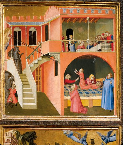 Miracle of St. Nicholas reviving boy posed by demon (detail) by Ambrogio Lorenzetti