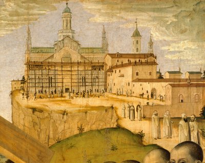 Construction of the Certosa di Pavia, by Ambrogio da Fossano known as Bergognone, detail by Ambrogio da Fossano (c.1460 1523)