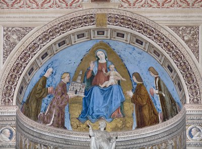 Gian Galeazzo Visconti and His Children Filippo Maria, Giovanni Maria and Gabriele Maria Presenting the Model of the Certosa to the Virgin Mary and Child by Ambrogio da Fossano (c.1460 1523)