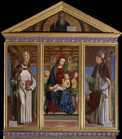 Virgin and Child with the Saints Saint Hugh of Avalon and Saint Hugh of Grenoble by Ambrogio da Fossano (c.1460 1523)