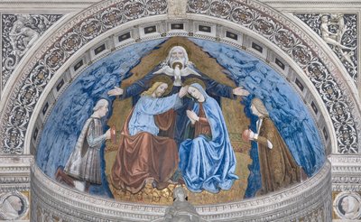 Coronation of the Virgin Mary with God and the Holy Spirit Between Francesco and Ludovico Sforza by Ambrogio da Fossano
