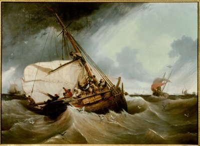 Fishing a cod by Ambroise Louis Garneray