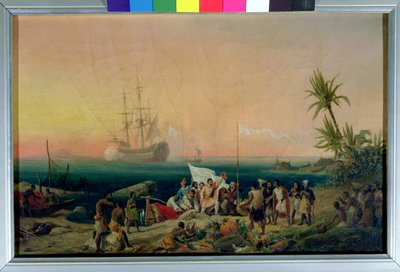 Jean de Bethencourt, Norman Navigator, discovering the island of Lanzarote in 1402, 1848 by Ambroise Louis Garneray